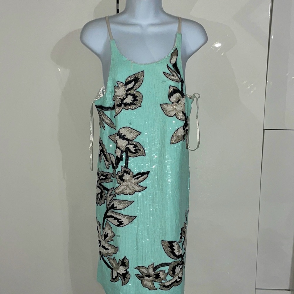NWT Parker mint beaded sequin mini dress